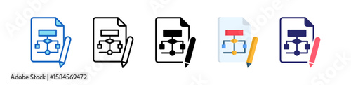 Flowchart Multiple Style Icon Set Collection.  