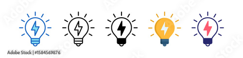 Light Bulb Multiple Style Icon Set Collection.  