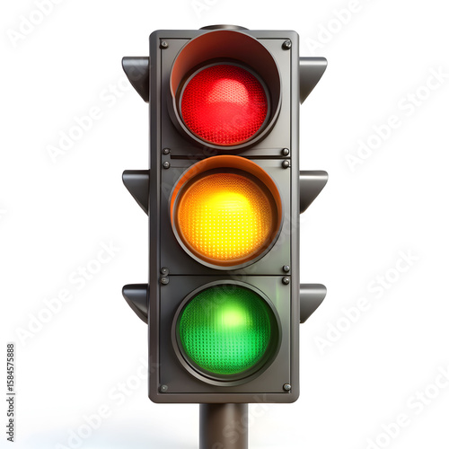 Traffic light on isolated white background