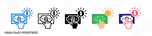Cost Per Click Multiple Style Icon Set Collection.  