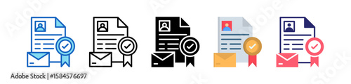 Certificate Multiple Style Icon Set Collection.  