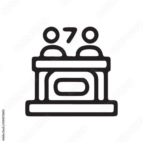 Illustration of a Public Speaking Event with Podium and People, Ideal for Social Media, Design Projects, and Digital Marketing