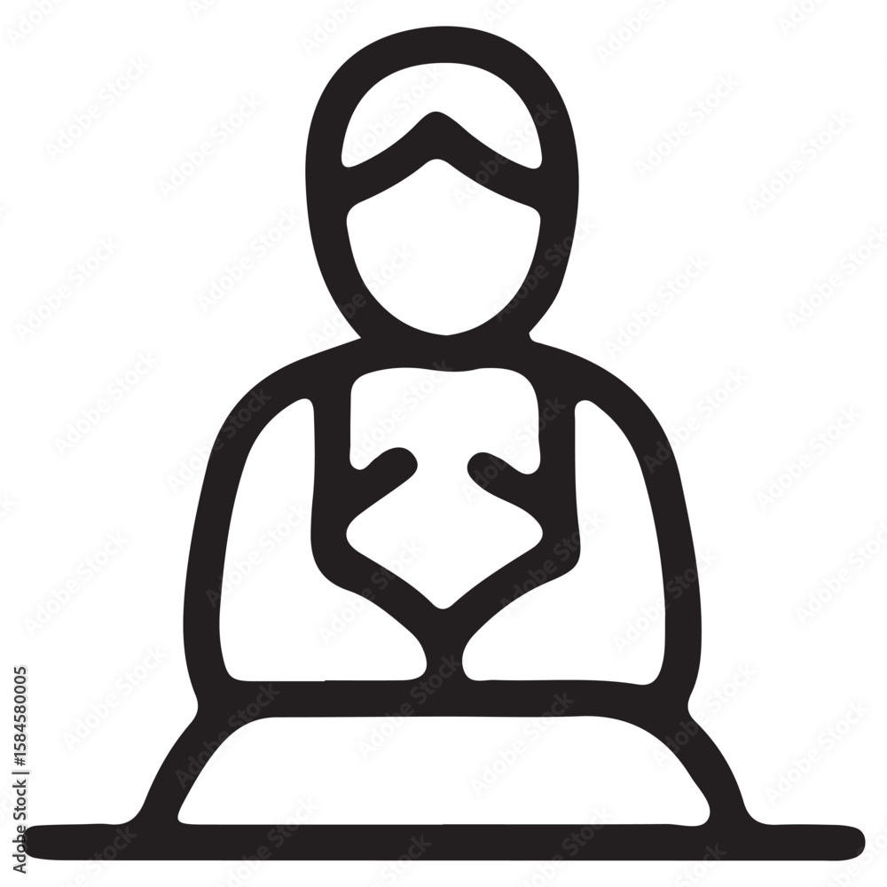 Obraz premium Simple Icon Illustration of a Person Reading Book, minimal line drawing, learning, knowledge, education, literacy, study