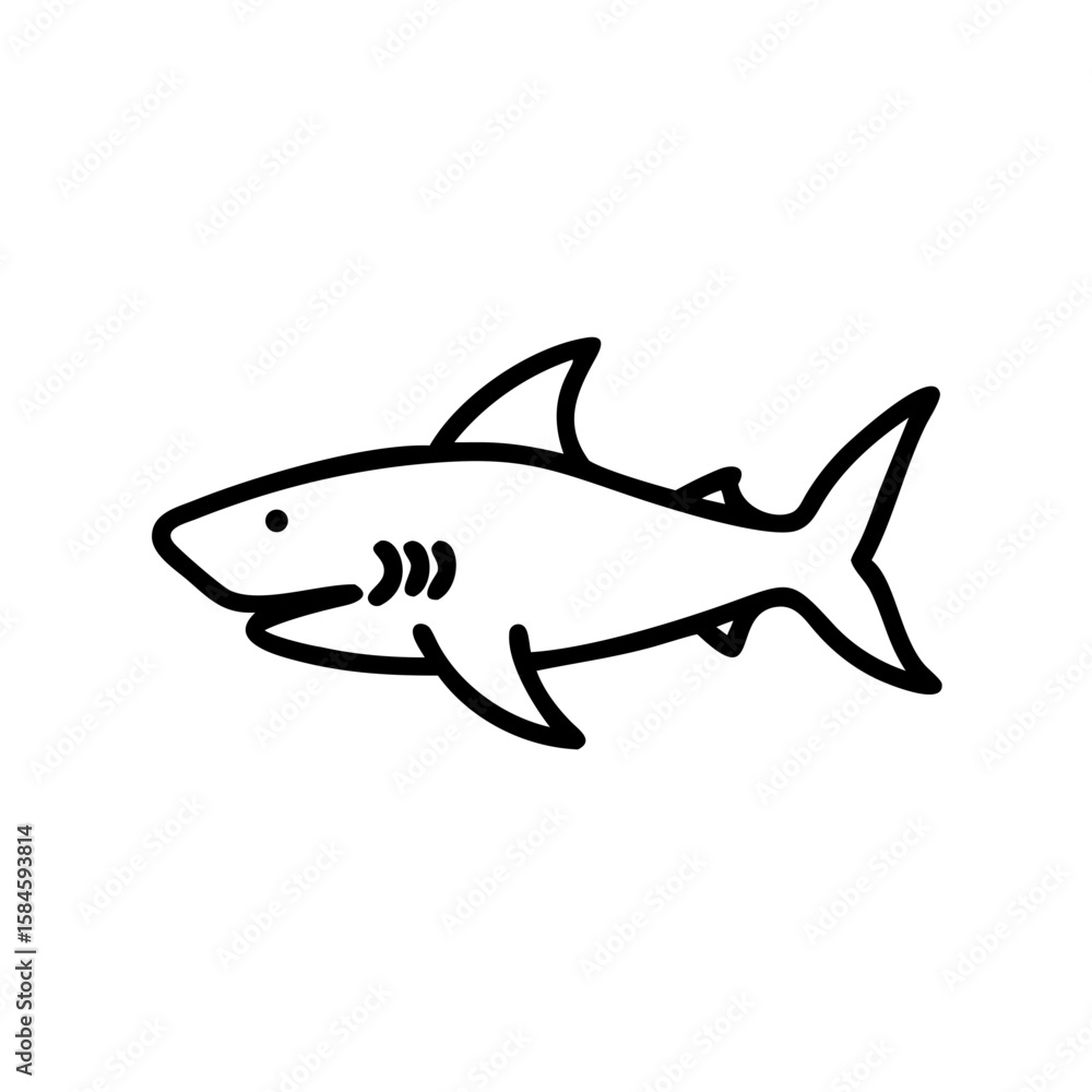Fototapeta premium Blacktip shark illustration in minimalist line art style 