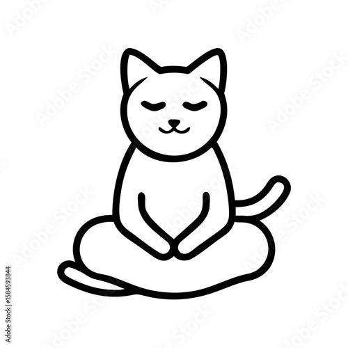 Cat meditating in a zen position with closed eyes and serene expression  