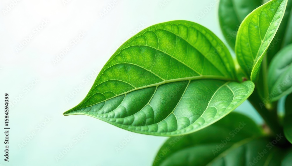 Fototapeta premium Intricate green and white prayer plant leaf veins, clean backdrop , isolated, houseplant