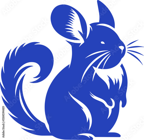 Majestic Chinchilla Silhouette: Elegant Rodent Design