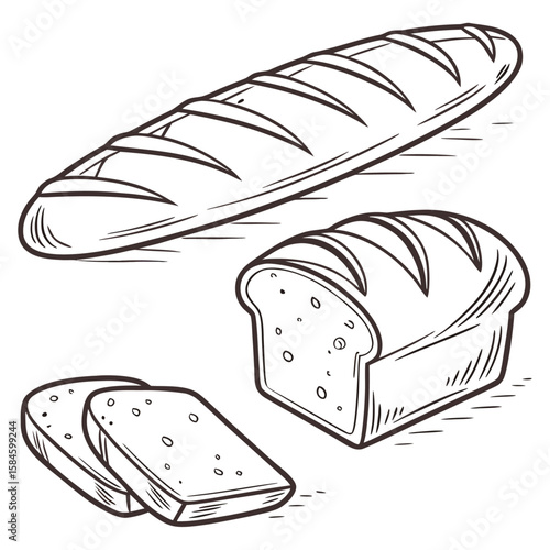  Hand-Drawn Assorted Bread Loaves in a Rustic Sketch Style