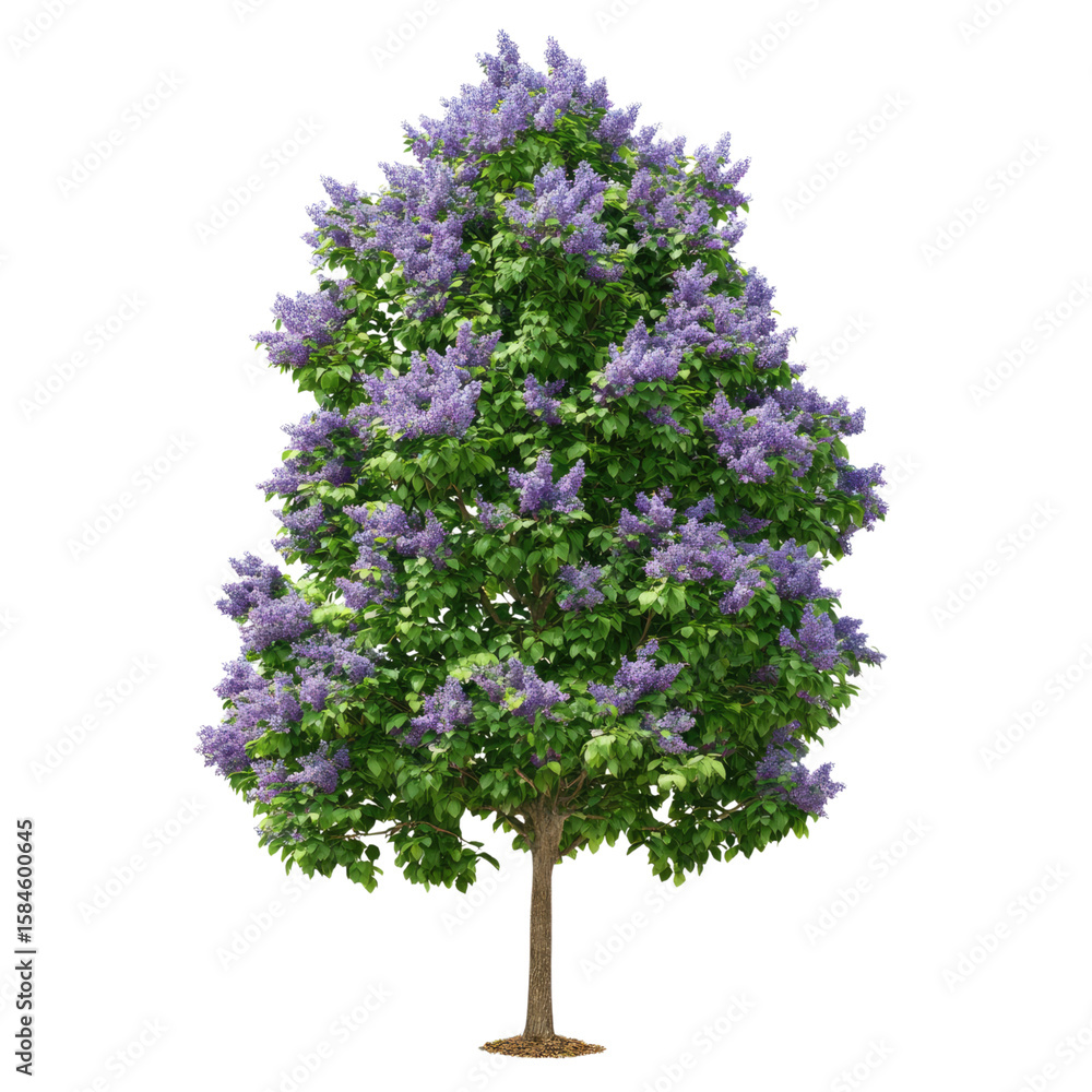 Obraz premium Majestic Lilac Tree in Full Bloom: A Stunning Springtime Display of Purple Blossoms