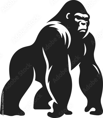 Powerful Gorilla Silhouette: Majestic Primate Design