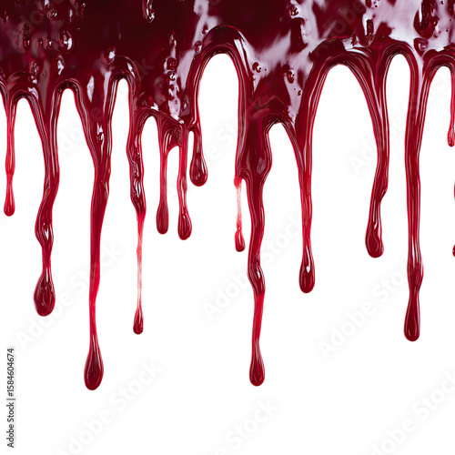 Dripping Blood: A Visually Striking Image of Crimson Liquid Cascading Downward Against a Black Background