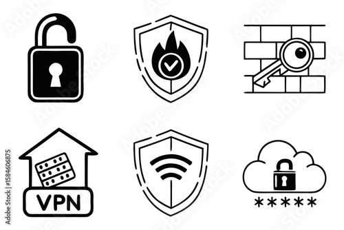 Set of security and internet protection icons