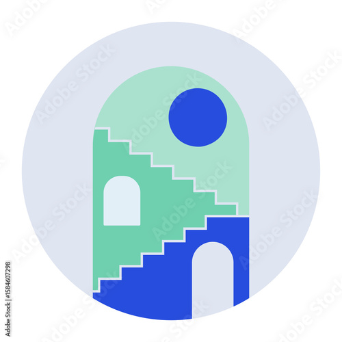 Boho illustration of a modern building icon
