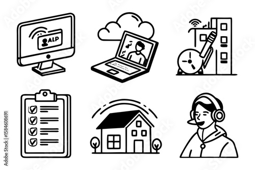 Icons for remote work and communication