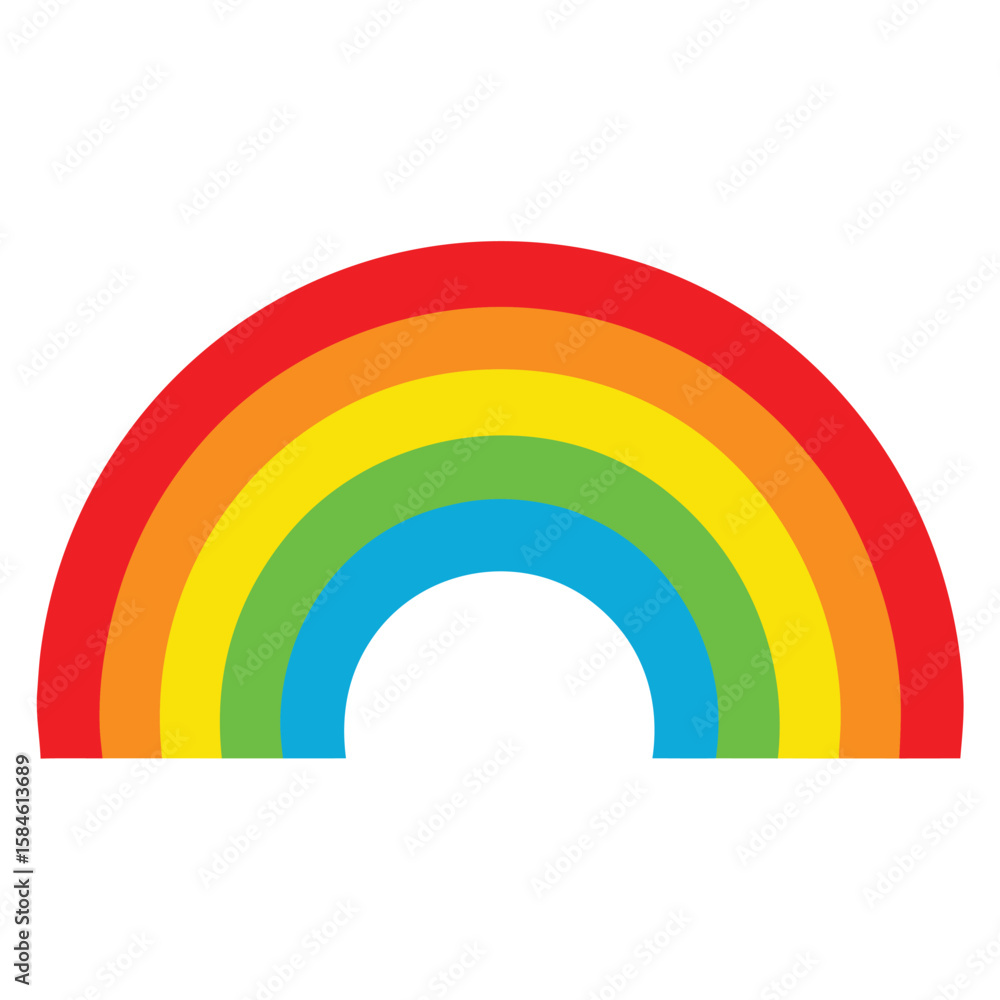 Fototapeta premium Colorful Rainbow Arched Bands of Red, Orange, Yellow, Green, and Blue Illustration