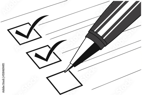 A pen marking a checkbox on a todo list