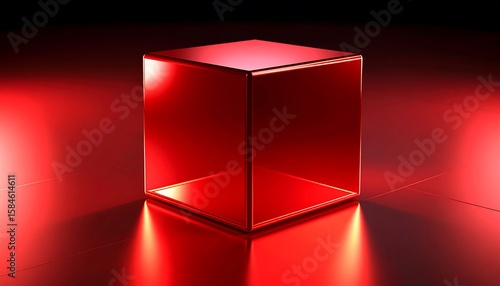 Red cube on a red surface