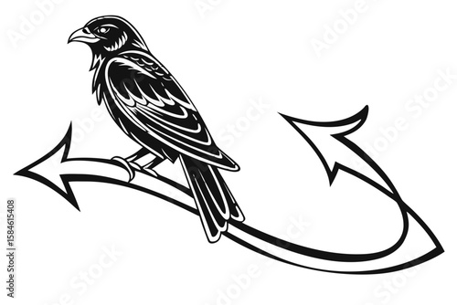 A bird perched on an arrow, symbolizing choice and direction