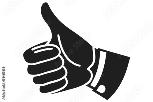 Black thumb up gesture isolated on white background