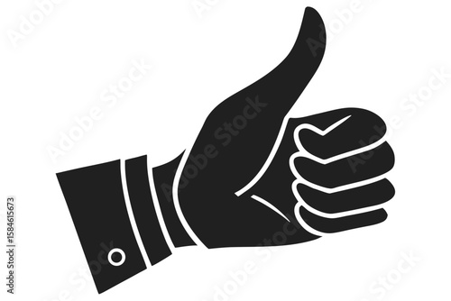 Black thumb up gesture isolated on white background