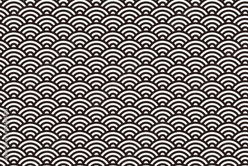 Japanese Seigaiha Pattern in Black and White