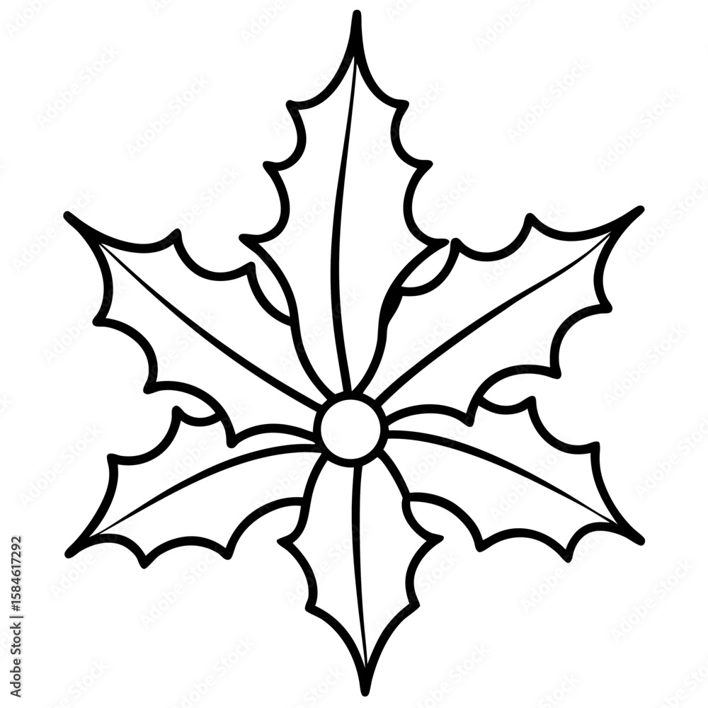 Naklejka premium Holly Leaf Outline Botanical Illustration