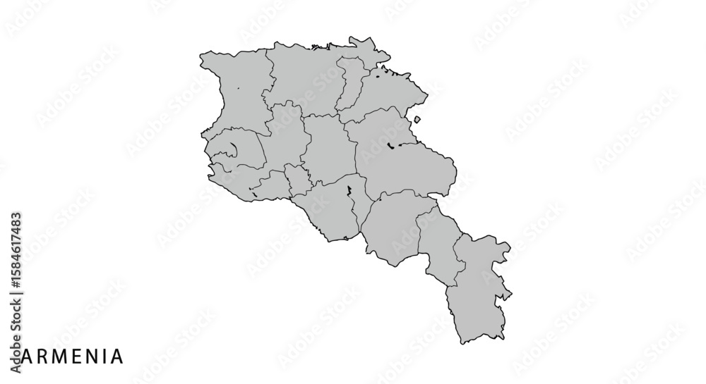 Obraz premium Detailed Map of Armenia with Regions Geography and Cartography of Armenia