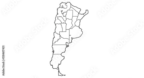 Detailed outline map of Argentina showcasing its provinces and borders in a minimalist style