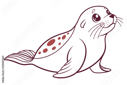 A cute seal pup with spots, drawn in a simple style