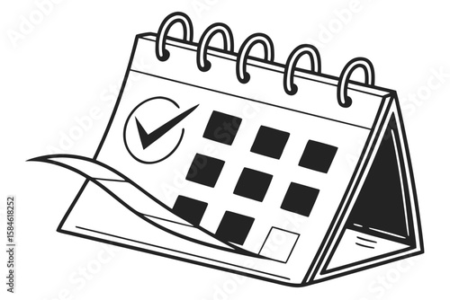 A desk calendar with a checked day and a turned page