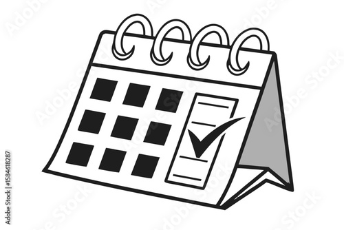 A desk calendar with a checked day and a turned page