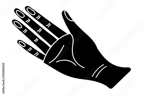 An open black hand with fingers slightly curled