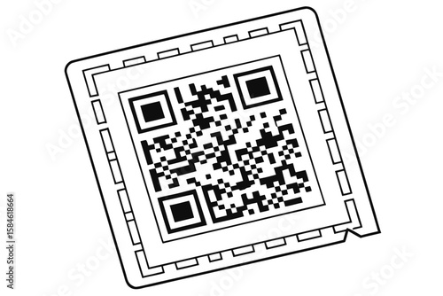 A black and white qr code with a square border