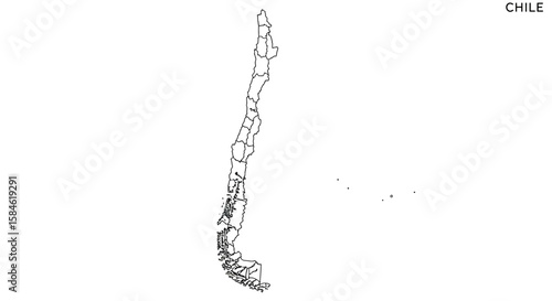 Detailed Outline Map of Chile Explore South American Geography with Precision and Clarity for Educational Use