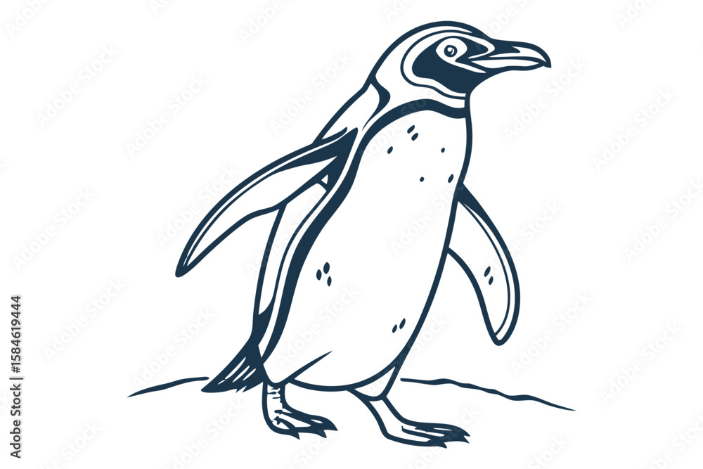 Naklejka premium A stylized penguin standing on a simple ground