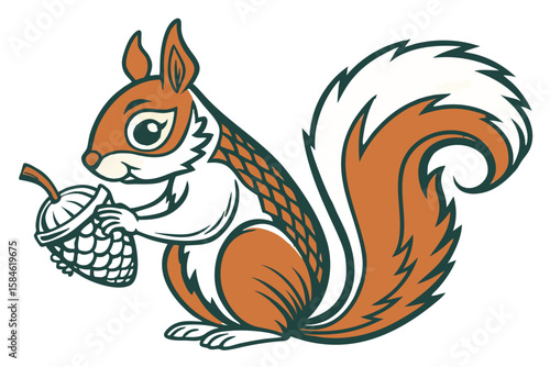 Cute squirrel holding an acorn