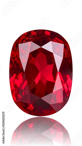 Red gemstone, reflecting light