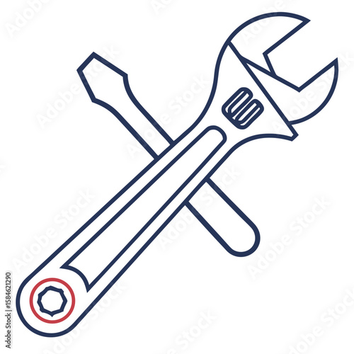 Crossed wrench and screwdriver tools