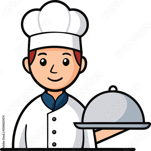 Professional chef holding a covered dish ready to serve delicious food new 2025 trendy