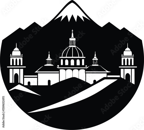 vector illustration of church in the morning