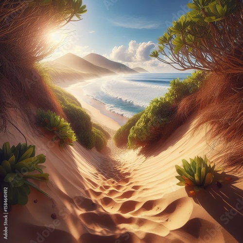 Secret Spot Path A narrow sandy path winding through coastal dun