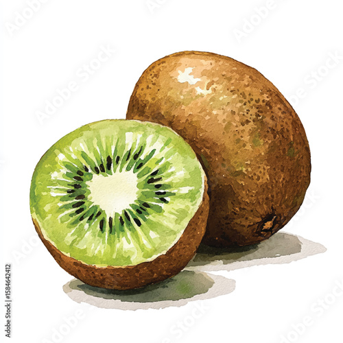 A kiwi fruit painting on a canvas