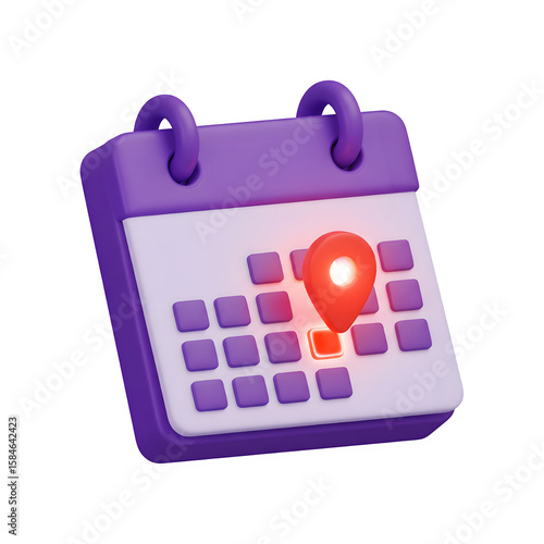 3D calendar icon featuring a marked important day or date