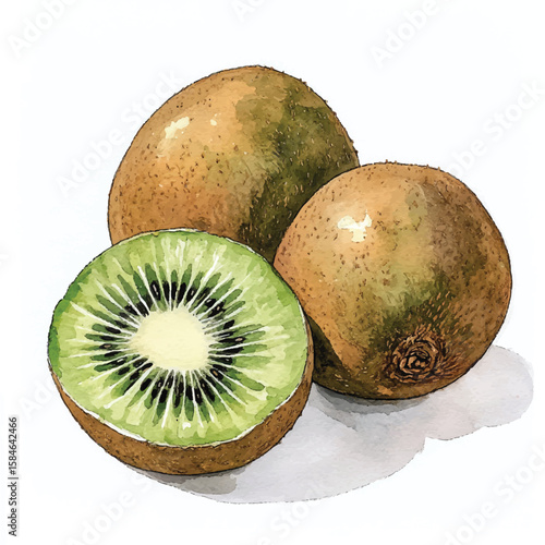 A kiwi fruit painting on a canvas
