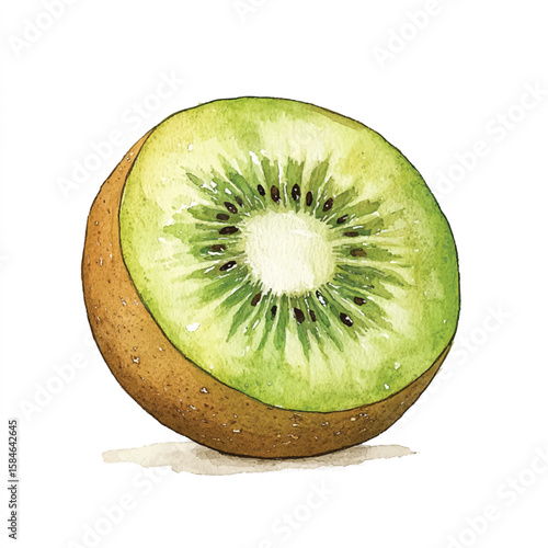 A kiwi fruit painting on a canvas