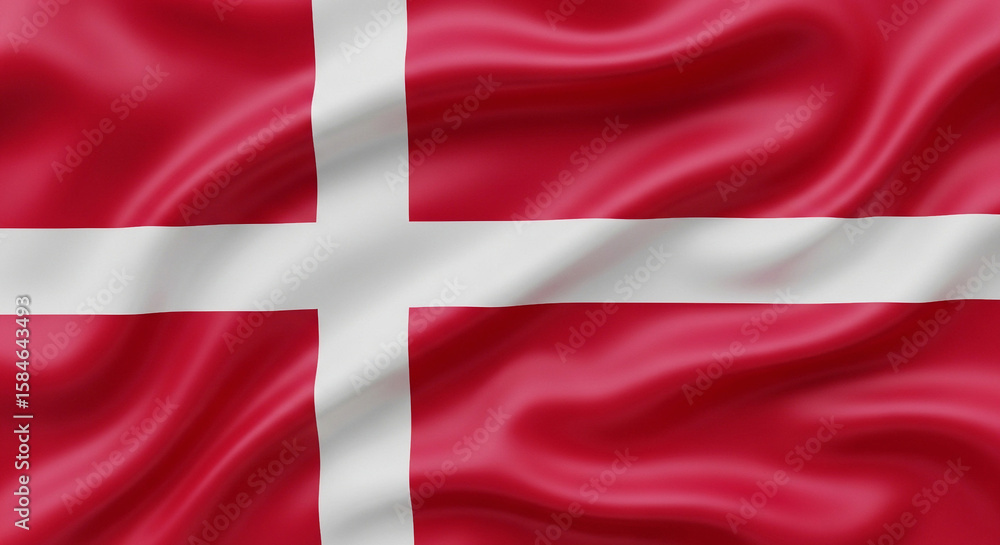 Obraz premium Waving flag of Denmark with bright background.