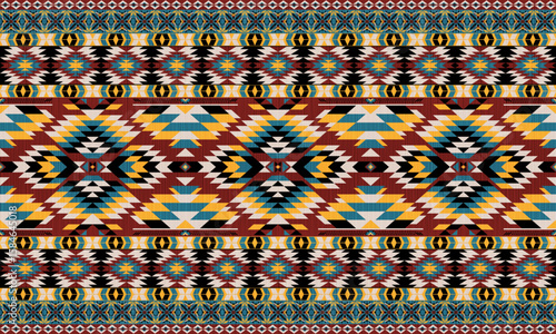 American tribal ethnic native pattern.Traditional Navajo,Aztec,Apache,Southwest and Mexican style fabric pattern.Abstract vector motifs pattern.For fabric,clothing,blanket,carpet,woven,wrap,decoration