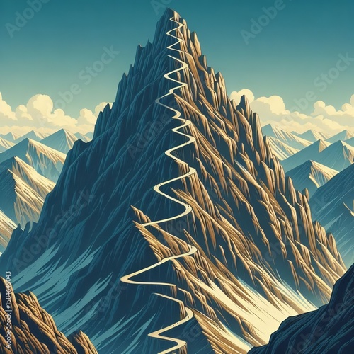 Switchback Trail A steep trail zig zagging sharply up a mountain