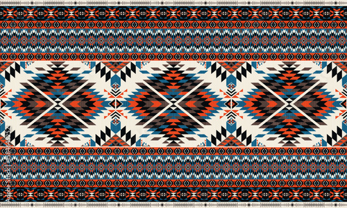 American tribal ethnic native pattern.Traditional Navajo,Aztec,Apache,Southwest and Mexican style fabric pattern.Abstract vector motifs pattern.For fabric,clothing,blanket,carpet,woven,wrap,decoration