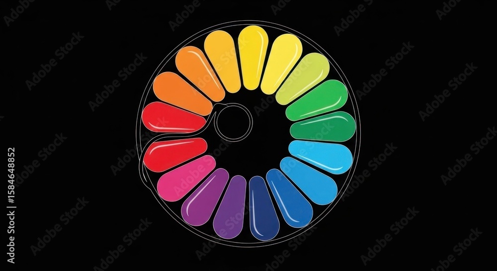 Obraz premium Colorful Palette, Rainbow Wheel against Black Background